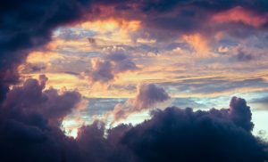 Dramatic cloud scene at sunset